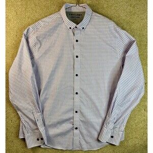 Twillory Shirt Mens L / XL Purple Plaid Untuckable Fit Performance Button Down